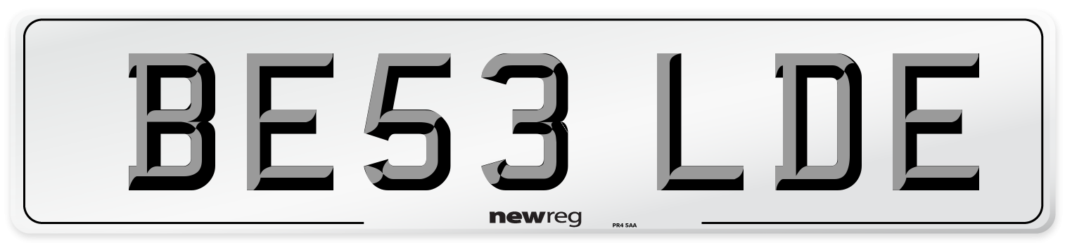 BE53 LDE Number Plate from New Reg